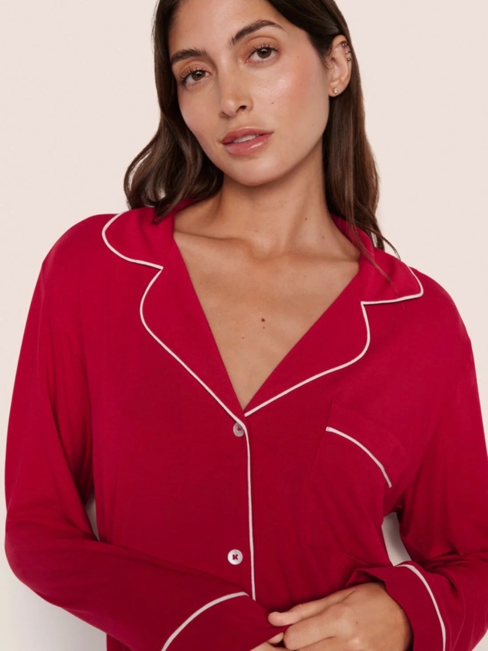 Eberjey Gisele TENCEL™ Modal Long PJ Set red small - Picture 2 of 3